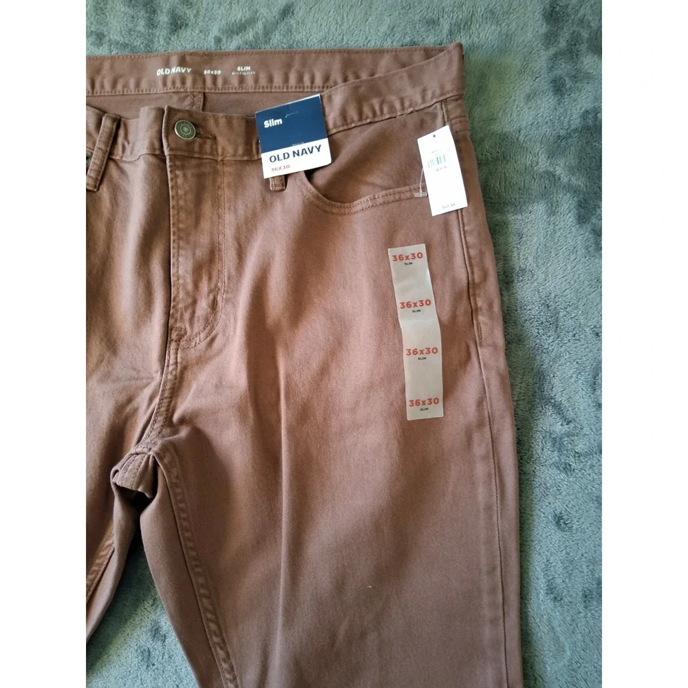 Old Navy Mens Slim Built-In Flex Pants Brown 36x30 506443-01-1 New